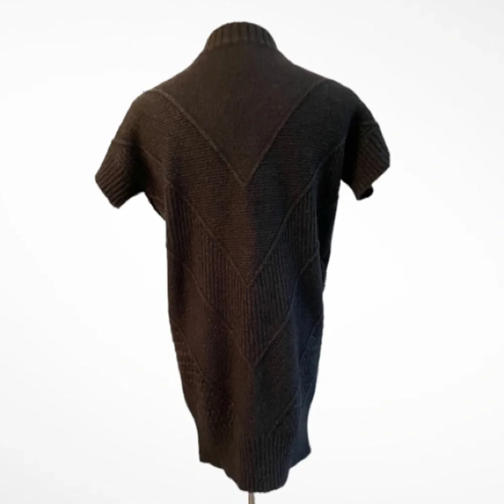 CHANEL Charcoal Grey Signature Button Short Sleeve Cardigan Sweater